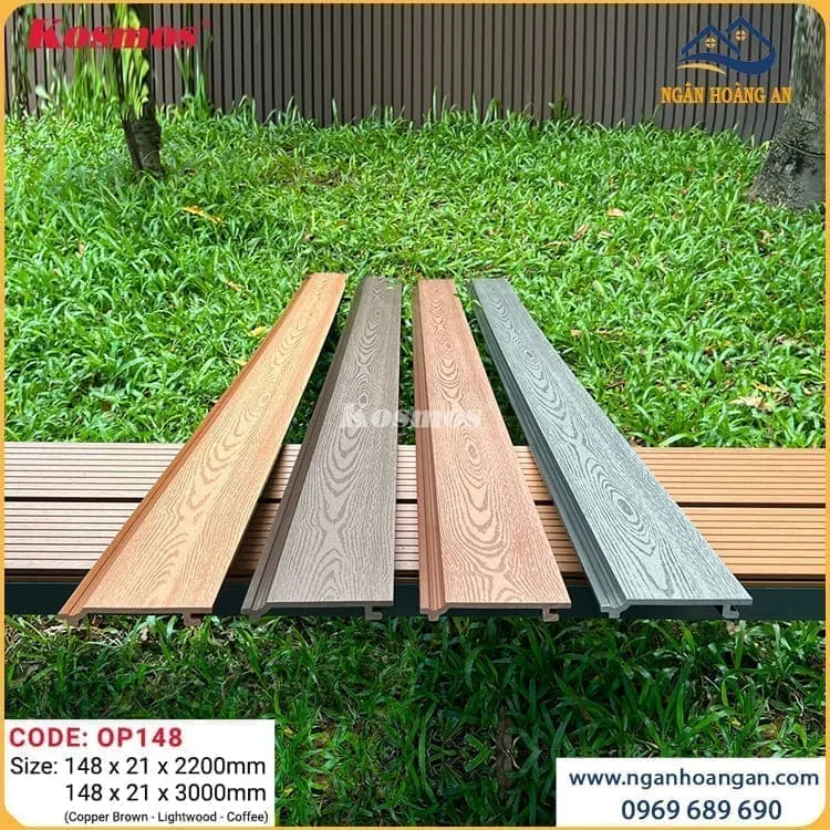 Ốp Tường Gỗ Nhựa Ngoài Trời Kosmos OP148X2.2M  Dark Grey